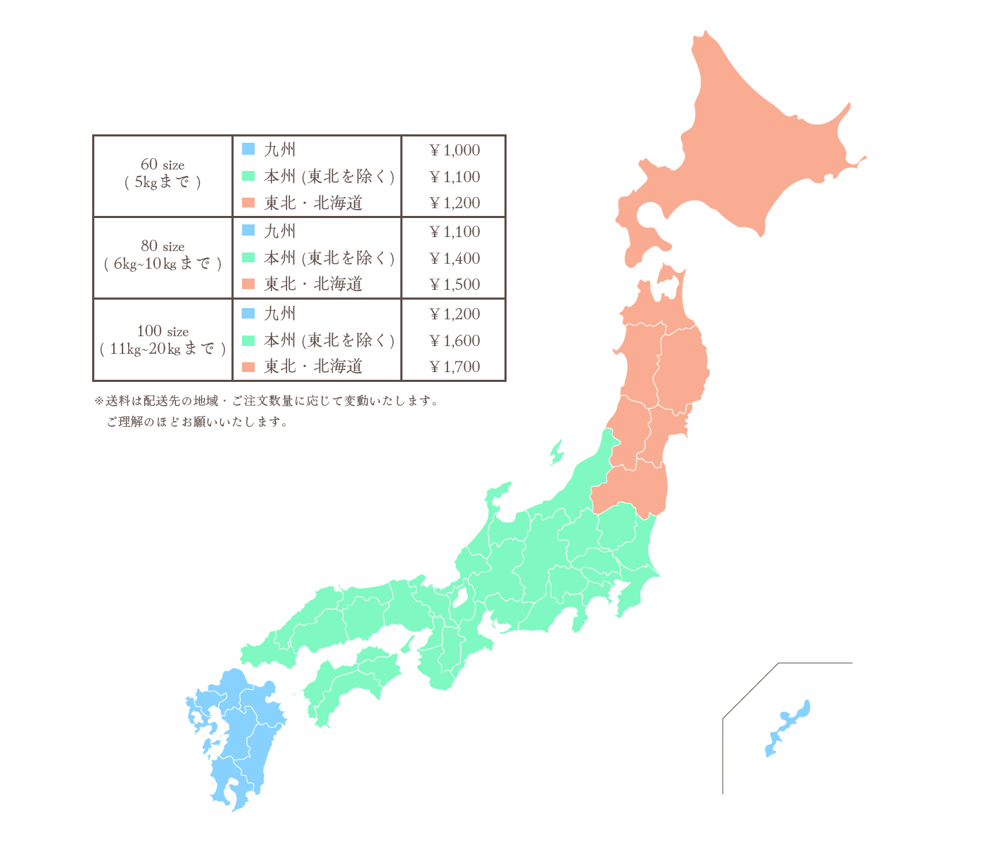 map of Japan - rates by region